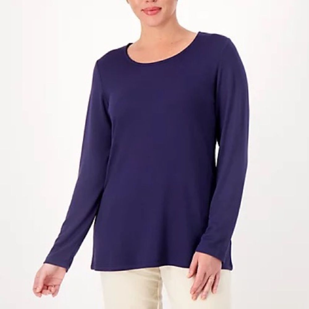 Sport Savvy Brushed Soft Jersey Scoop Neck Long Sleeve